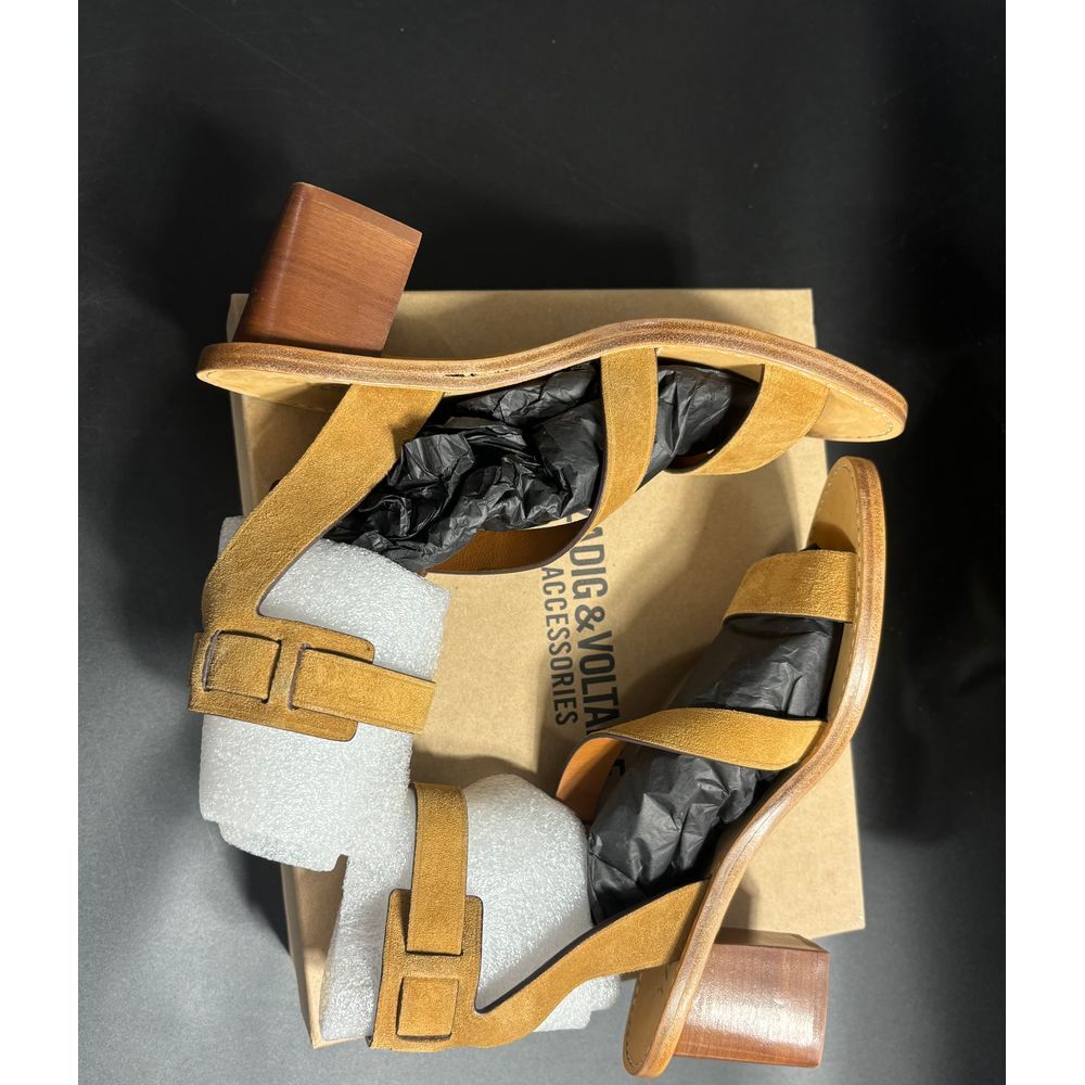 Zadig & Voltaire NIB Cecilia Caprese Sandal Suede In Brown Sz FR38/US8 MSRP $498 - Picture 4 of 9